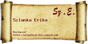 Szlanka Erika névjegykártya